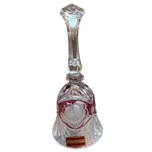 Large Vintage West German Lead Crystal Bell Cranberry7.5 " ECHT BLEIKRISTALL
